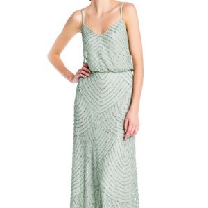 Adrianna Papell Art Deco Beaded Blouson Maxi Gown
